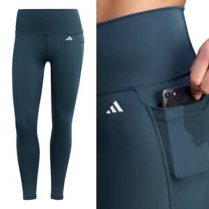 Adidas 7/8 TIGHT FIT HIGH RISE arctic night teal optime stash pocket leggings XS